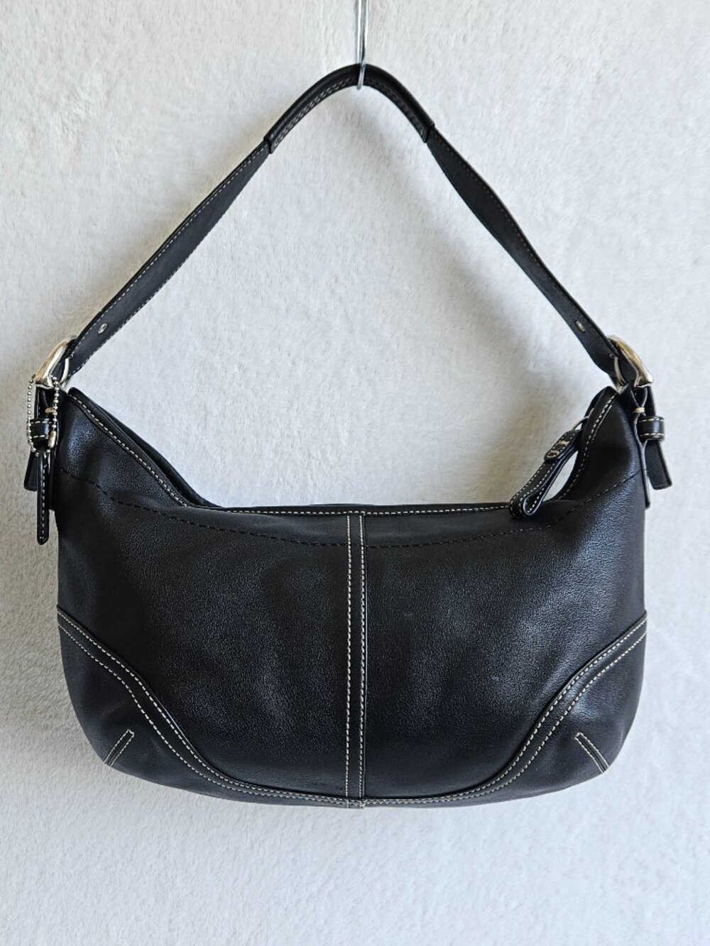 Vintage Y2K COACH Black Leather Soho Hobo Shoulder Bag Crescent 9464